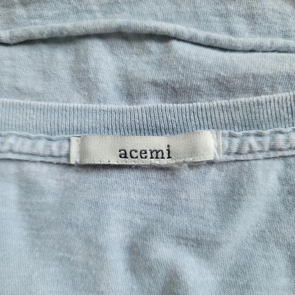 ACEMI WOMEN'S LIGHT BLUE CROPPED TEE SIZE LARGE SUN MOON SHORT SLEVE T-SHIRT - Picture 8 of 8
